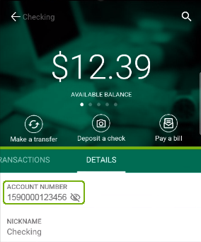 Account number revealed on mobile