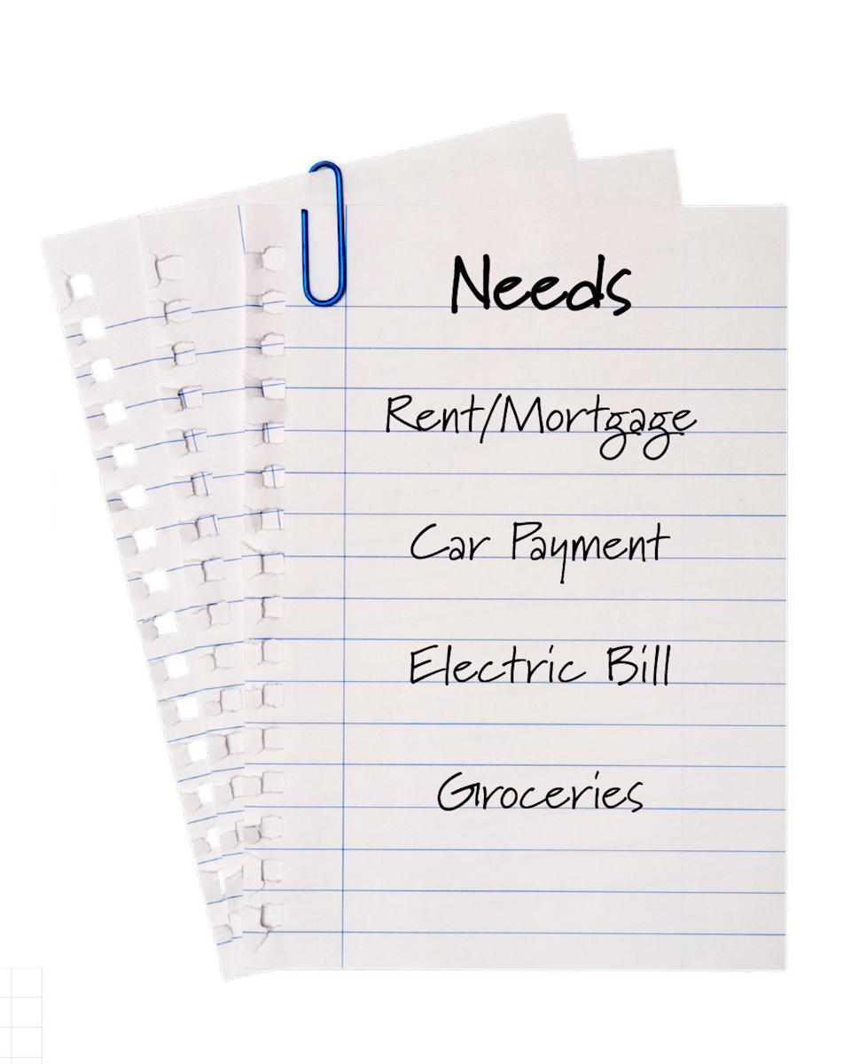 Notepad with a list of wants