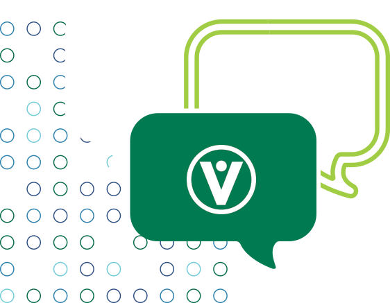 icon of chat bubbles that include Veridian logo